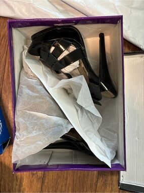 Black Patent Strappy High Heel Sandals
